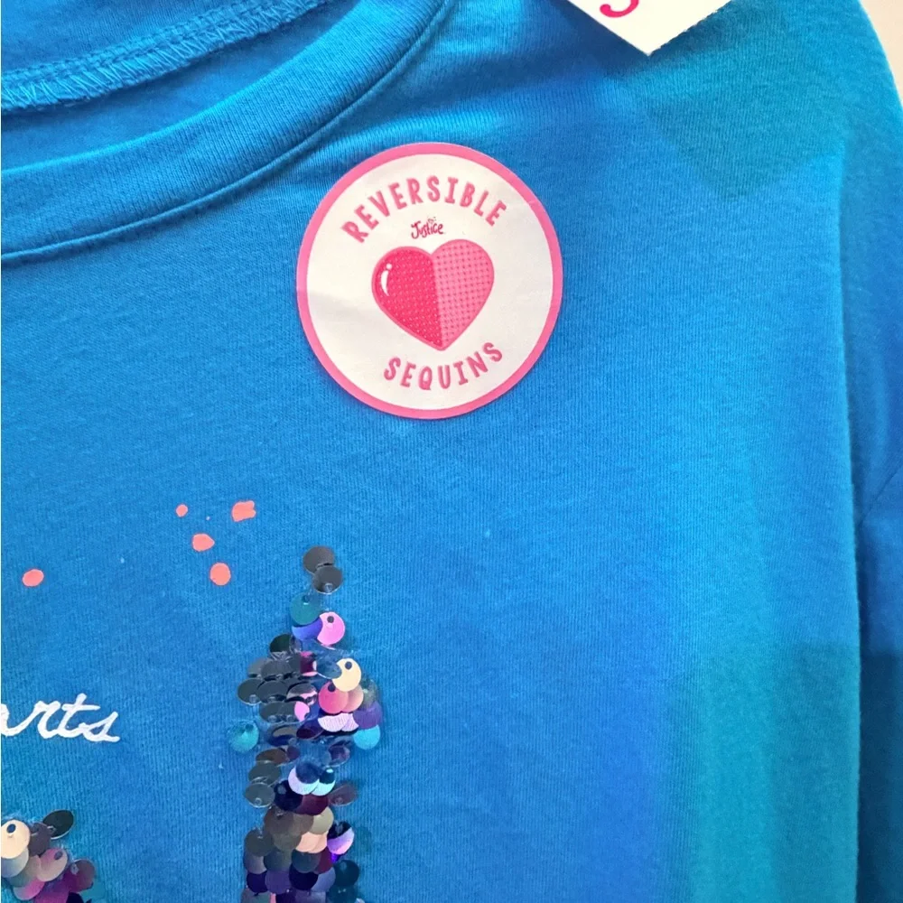 Justice Turquoise Sequin Eiffel Tower Long Sleeve Tee Size 12